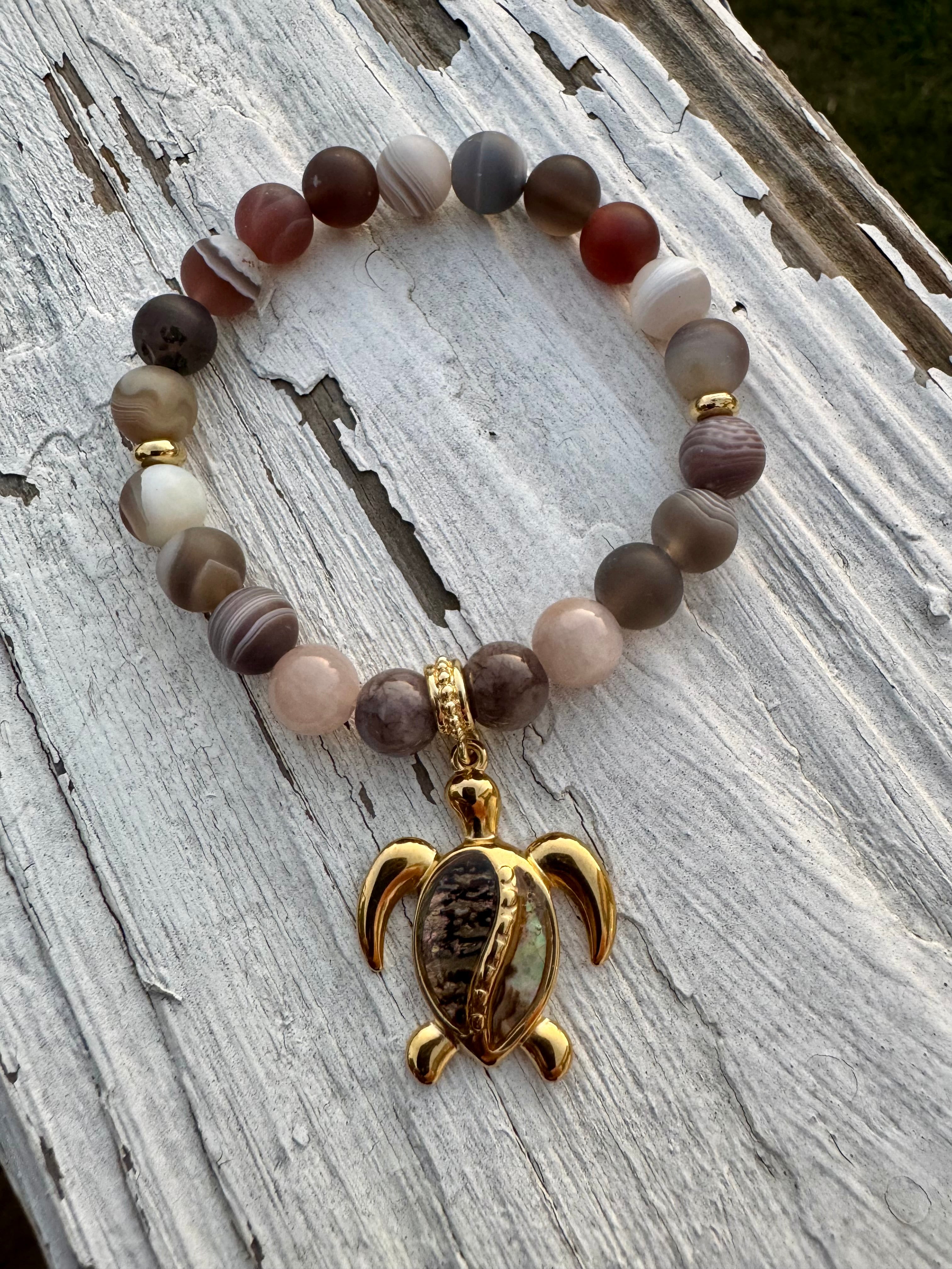 Botswana Agate Turtle Love