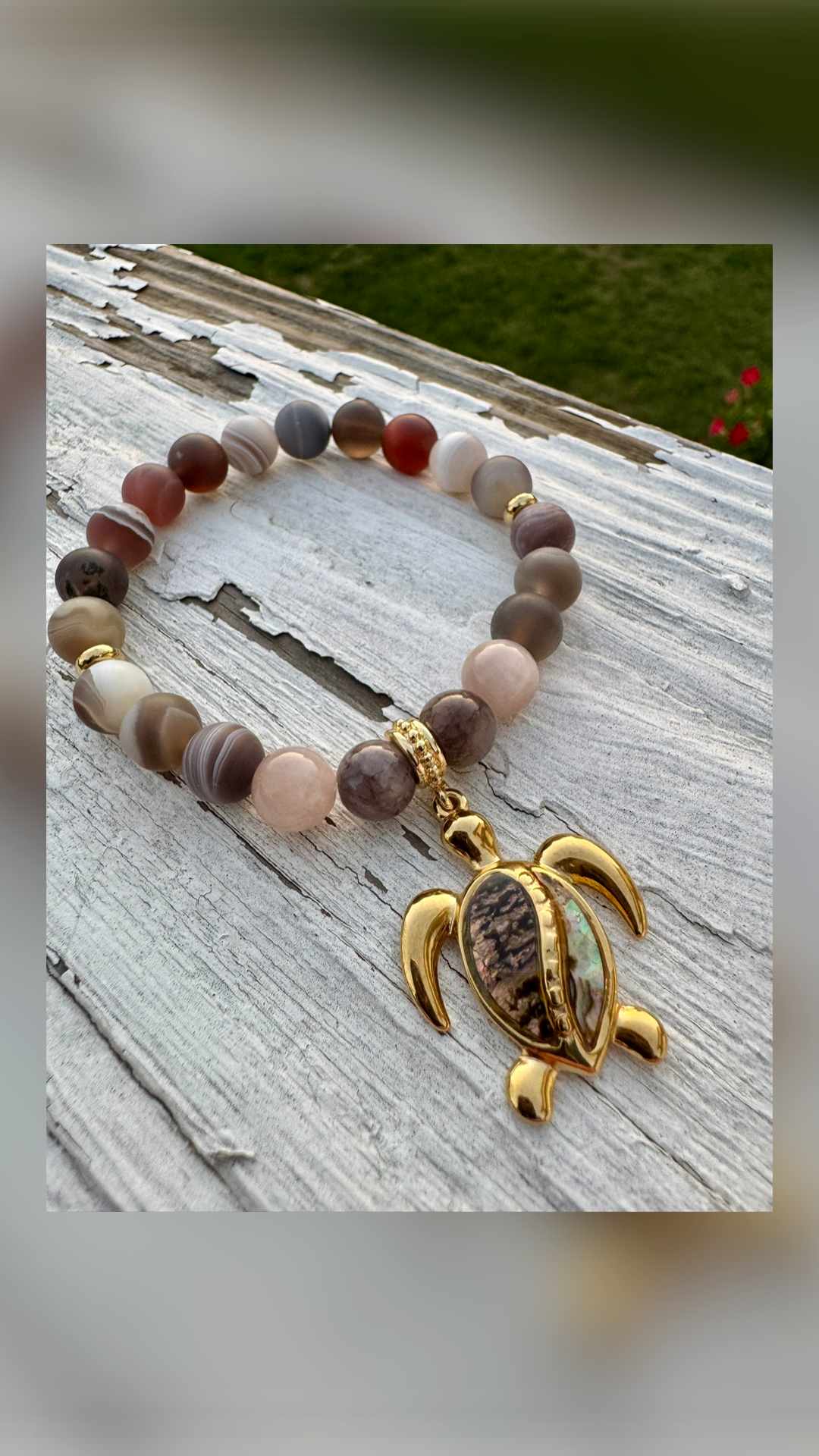 Botswana Agate Turtle Love